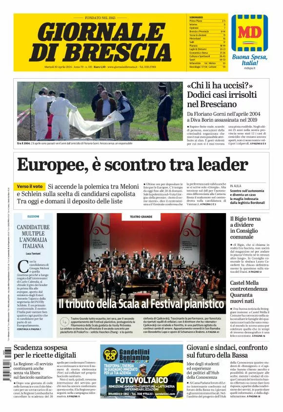 Prima-pagina-giornale di brescia-oggi-edizione-del-2024-04-30